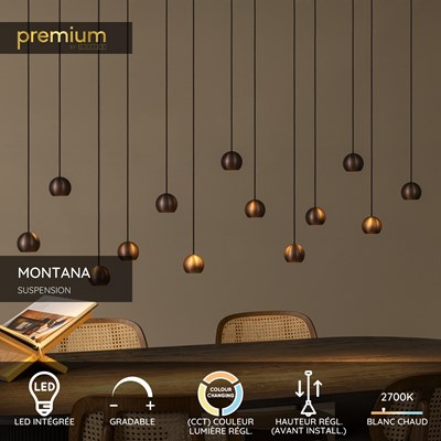 Lucide MONTANA - Suspension - LED Dim. - CCT - 13x5,7W 2700K/4000K - Café | Premium